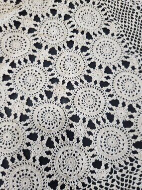 Gorgeous Vintage King Size Cream Colored Crocheted Bed Spread 108" x 96"